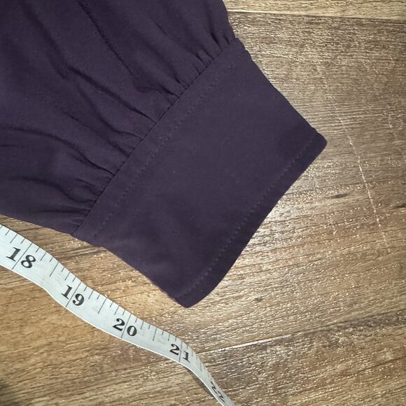 WHBM Banded Bottom Deep V-Neck Shirt Amethyst Purple See Measurements for Size - Picture 15 of 15